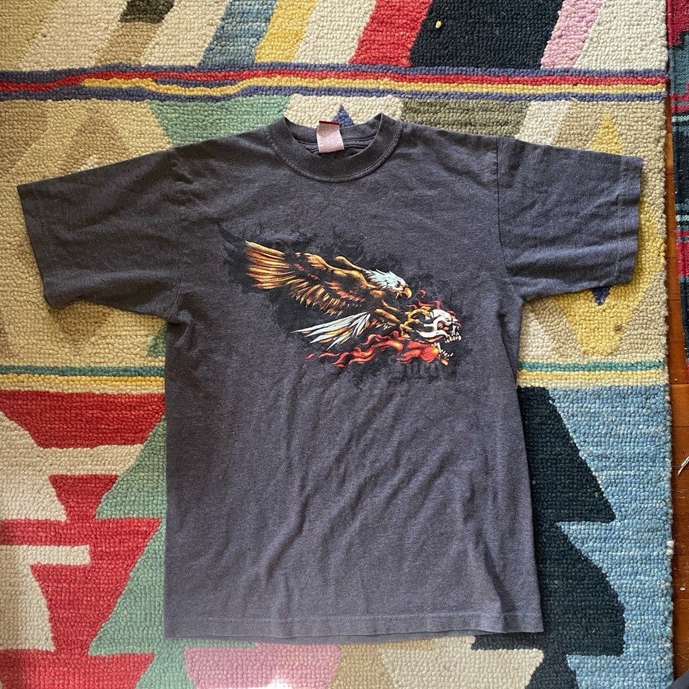 Vintage JNCO flaming bald eagle tee shirt.